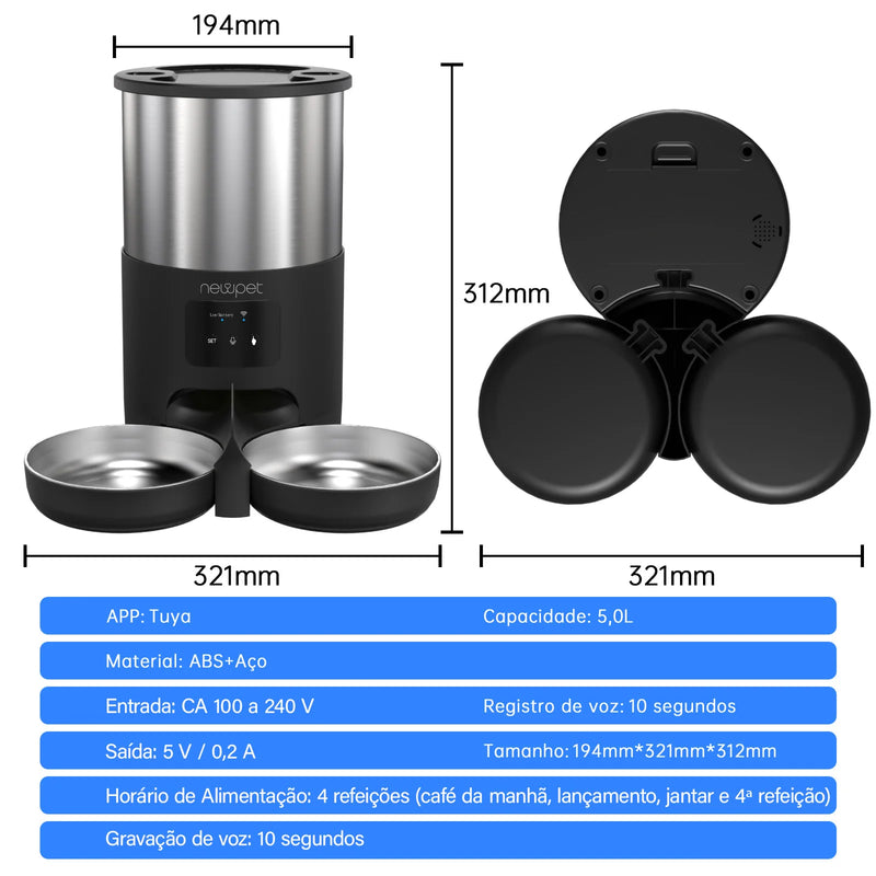 Alimentador Automático Inteligente para Pets 5L